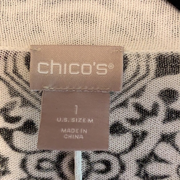 3-$30 Chico’s black and white medium cardigan. - Picture 2 of 5